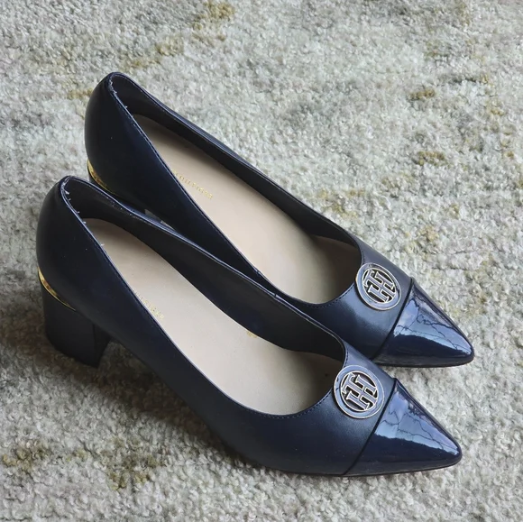 Tommy Hilfiger Cap Toe Block Heel Pump Neysa 2 Navy - Picture 2 of 8